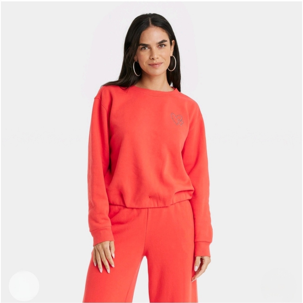 Women's Bubble Hem Sweatshirt - Universal Thread Red L
